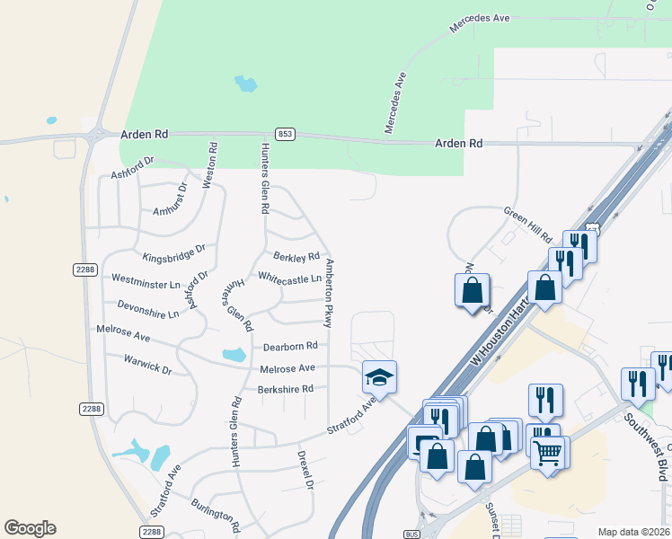 map of restaurants, bars, coffee shops, grocery stores, and more near 1206 Amberton Parkway in San Angelo