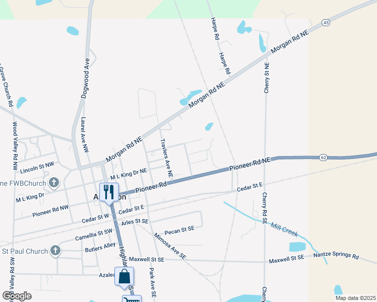 map of restaurants, bars, coffee shops, grocery stores, and more near 11 Pine Lane Northeast in Arlington
