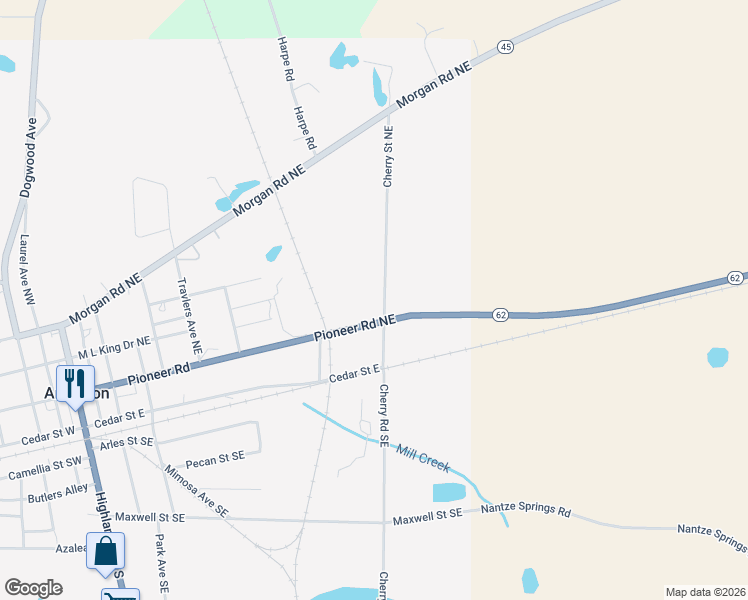 map of restaurants, bars, coffee shops, grocery stores, and more near 4885 Cherry Road Southeast in Arlington