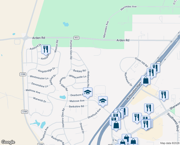 map of restaurants, bars, coffee shops, grocery stores, and more near 1206 Amberton Parkway in San Angelo