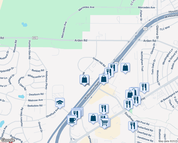 map of restaurants, bars, coffee shops, grocery stores, and more near 4450 West Houston Harte Expressway in San Angelo