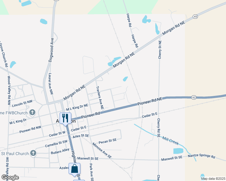 map of restaurants, bars, coffee shops, grocery stores, and more near 11 Pine Lane Avenue Northeast in Arlington