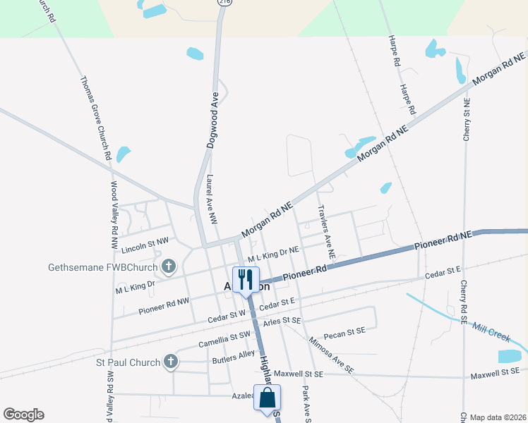 map of restaurants, bars, coffee shops, grocery stores, and more near 38 Magnolia Avenue Northeast in Arlington