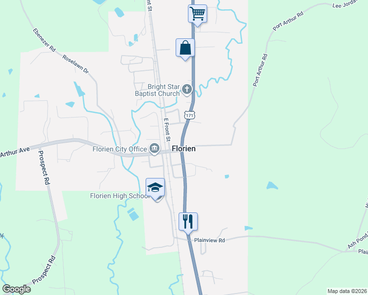 map of restaurants, bars, coffee shops, grocery stores, and more near in Florien