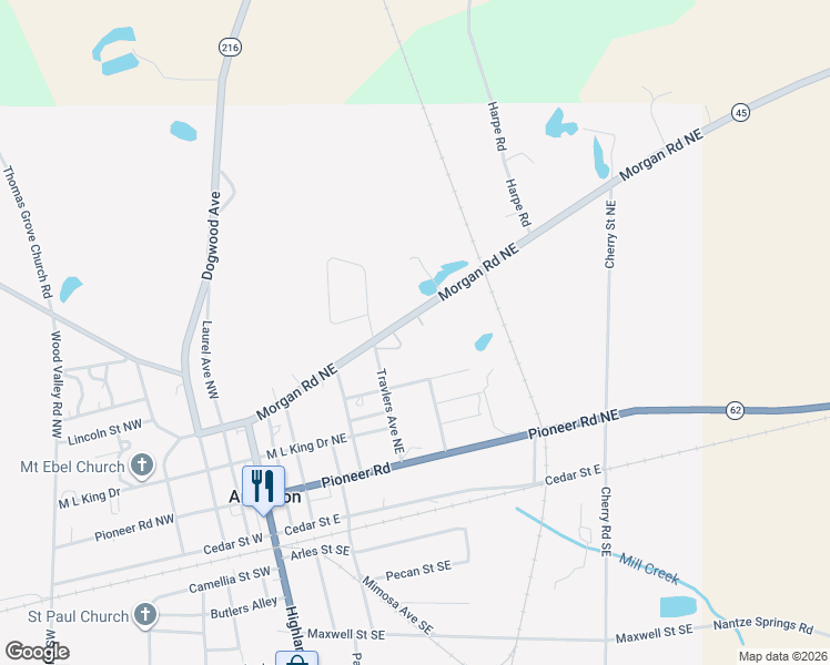 map of restaurants, bars, coffee shops, grocery stores, and more near 18222 Morgan Road Northeast in Arlington