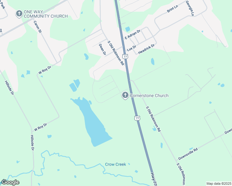 map of restaurants, bars, coffee shops, grocery stores, and more near 1613-1637 South Robinson Drive in Robinson