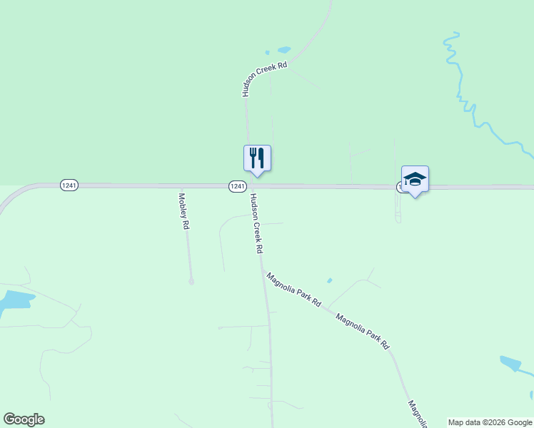 map of restaurants, bars, coffee shops, grocery stores, and more near Hudson Creek Road in Colfax