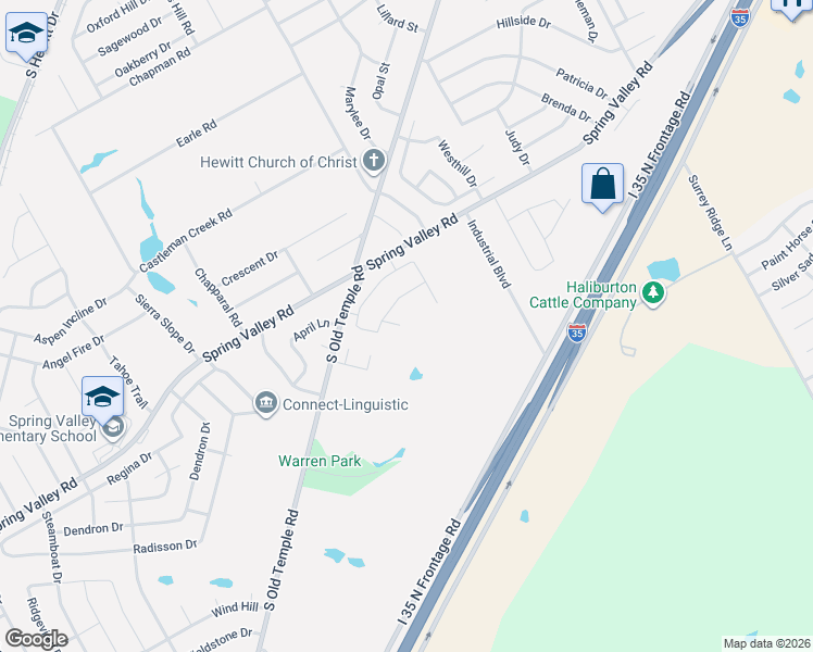 map of restaurants, bars, coffee shops, grocery stores, and more near 208 Rosetree Court in Hewitt