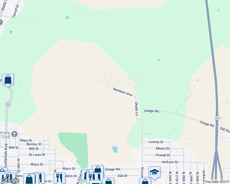 map of restaurants, bars, coffee shops, grocery stores, and more near 104-152 Northern Avenue in Gatesville