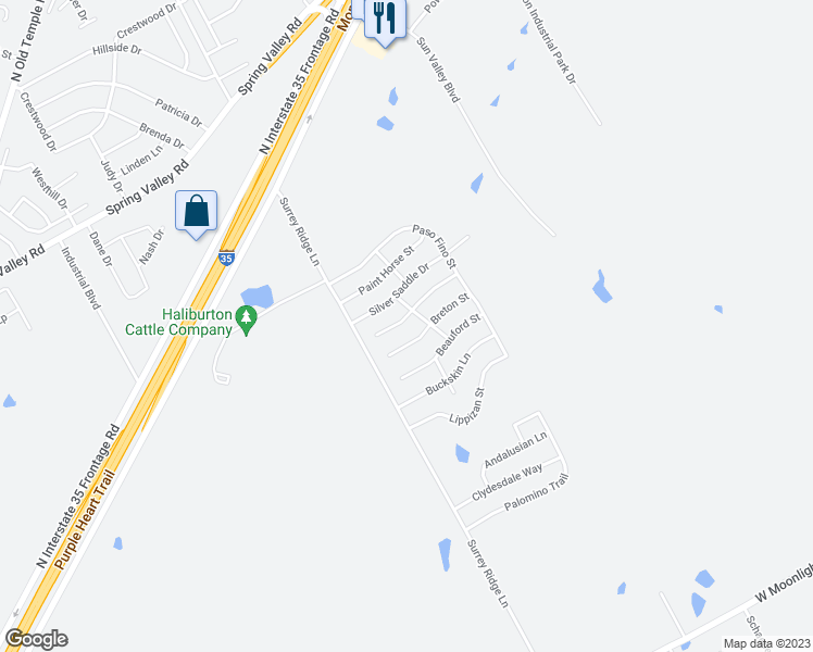 map of restaurants, bars, coffee shops, grocery stores, and more near 3108 Stallion Drive in Robinson