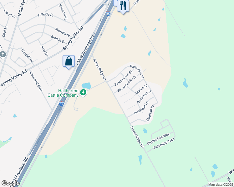 map of restaurants, bars, coffee shops, grocery stores, and more near 3132 Silver Saddle Drive in Robinson