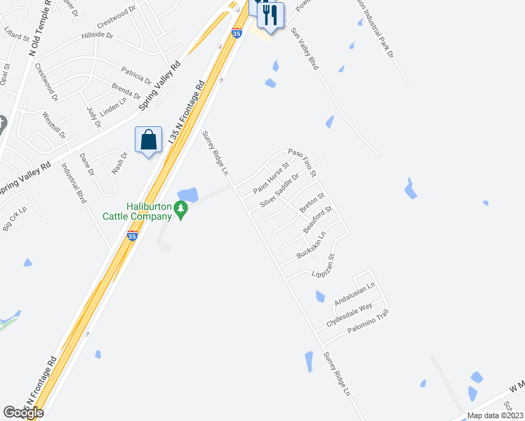 map of restaurants, bars, coffee shops, grocery stores, and more near 3124 Silver Saddle Drive in Robinson