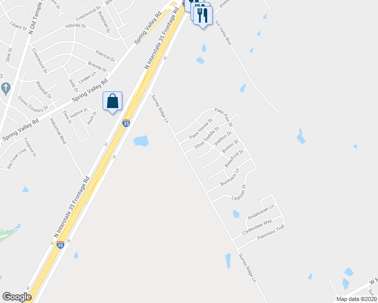map of restaurants, bars, coffee shops, grocery stores, and more near 3132 Silver Saddle Drive in Waco
