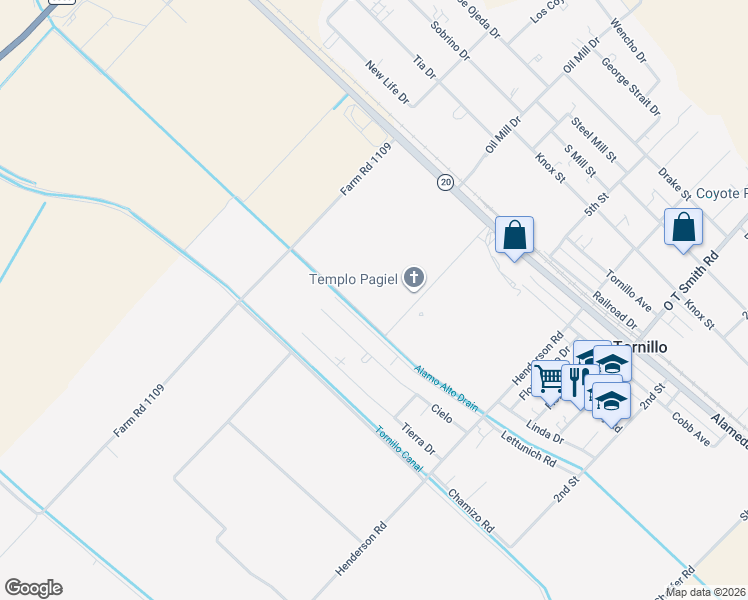 map of restaurants, bars, coffee shops, grocery stores, and more near 251 Indian Head Road in Fabens