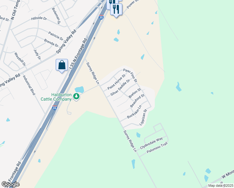 map of restaurants, bars, coffee shops, grocery stores, and more near 3121 Silver Saddle Drive in Robinson