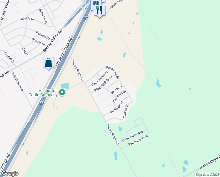 map of restaurants, bars, coffee shops, grocery stores, and more near 3036 Stallion Drive in Robinson