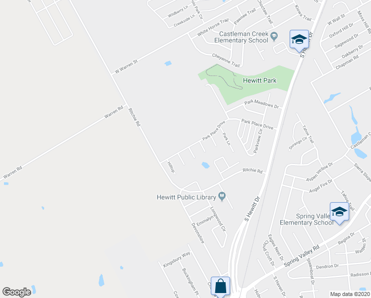 map of restaurants, bars, coffee shops, grocery stores, and more near 386 Park Place Drive in Hewitt