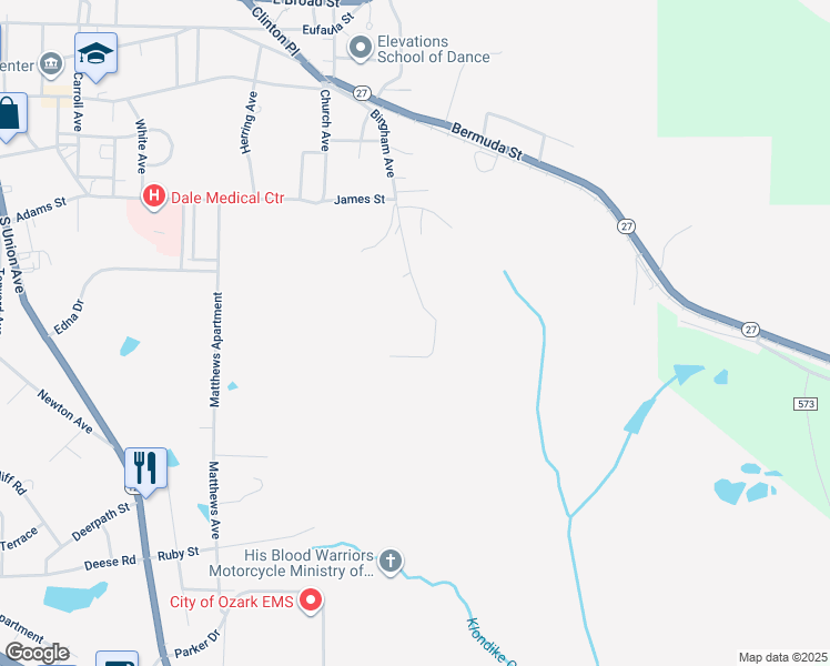 map of restaurants, bars, coffee shops, grocery stores, and more near 754 Bingham Avenue in Ozark