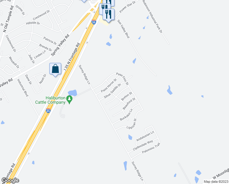 map of restaurants, bars, coffee shops, grocery stores, and more near 3040 Silver Saddle Drive in Robinson