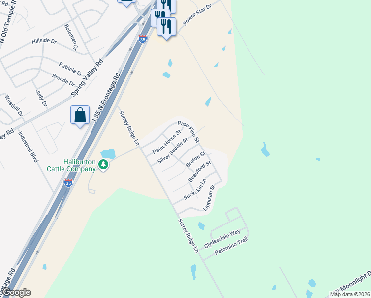 map of restaurants, bars, coffee shops, grocery stores, and more near 3037 Stallion Drive in Robinson