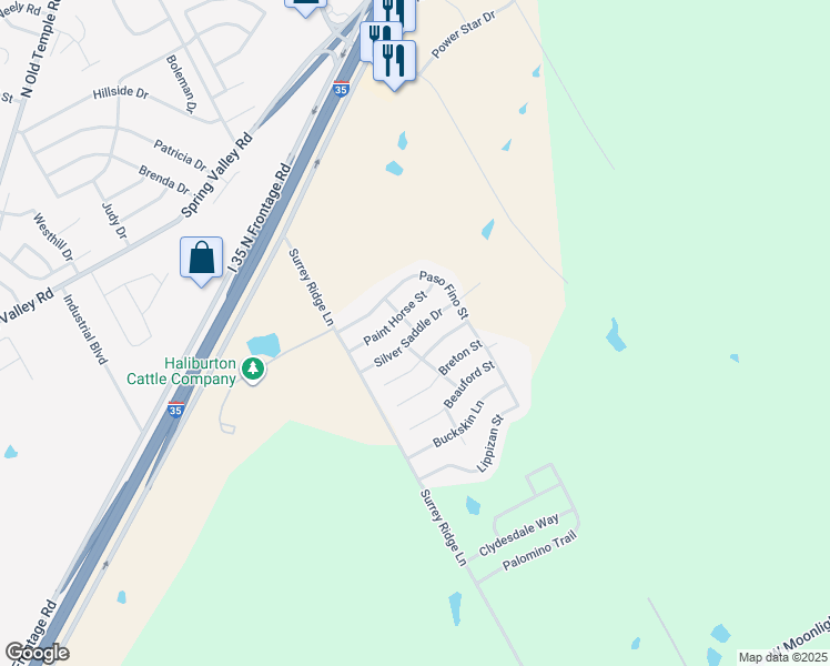 map of restaurants, bars, coffee shops, grocery stores, and more near 3036 Silver Saddle Drive in Robinson