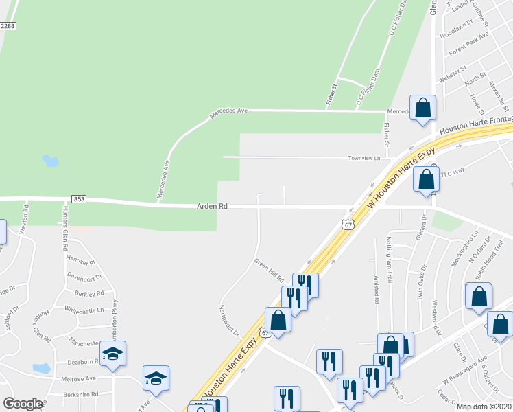 map of restaurants, bars, coffee shops, grocery stores, and more near 5320 Arden Road in San Angelo