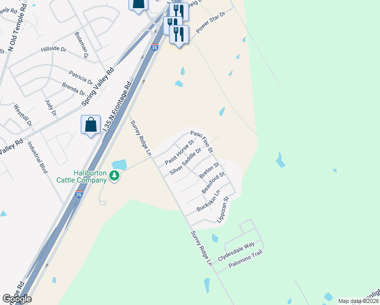 map of restaurants, bars, coffee shops, grocery stores, and more near 3029 Silver Saddle Drive in Waco