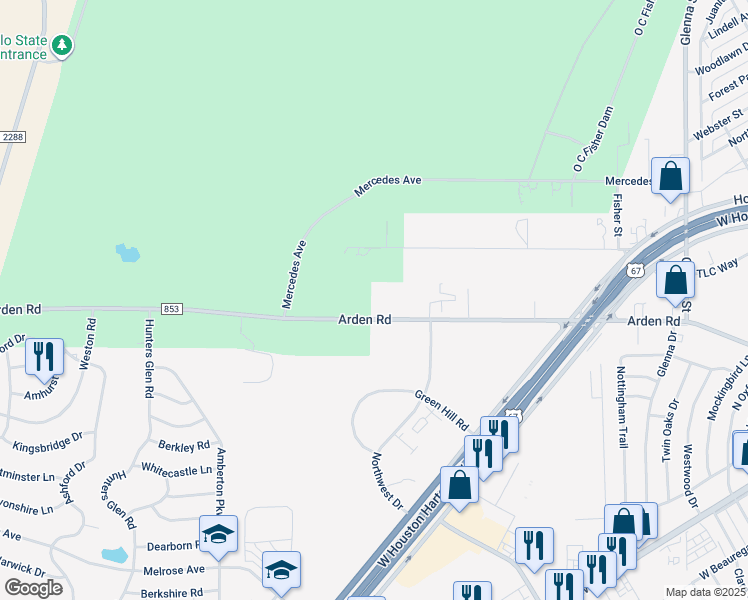 map of restaurants, bars, coffee shops, grocery stores, and more near 4832-5320 Arden Road in San Angelo