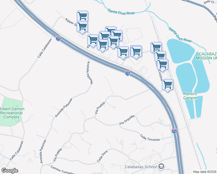 map of restaurants, bars, coffee shops, grocery stores, and more near 1001 Rama Court in Rio Rico