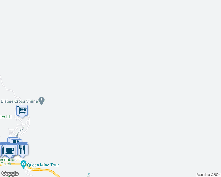 map of restaurants, bars, coffee shops, grocery stores, and more near Ok Street in Bisbee