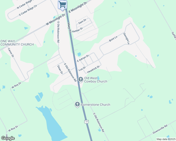 map of restaurants, bars, coffee shops, grocery stores, and more near 208 Headrick Drive in Robinson