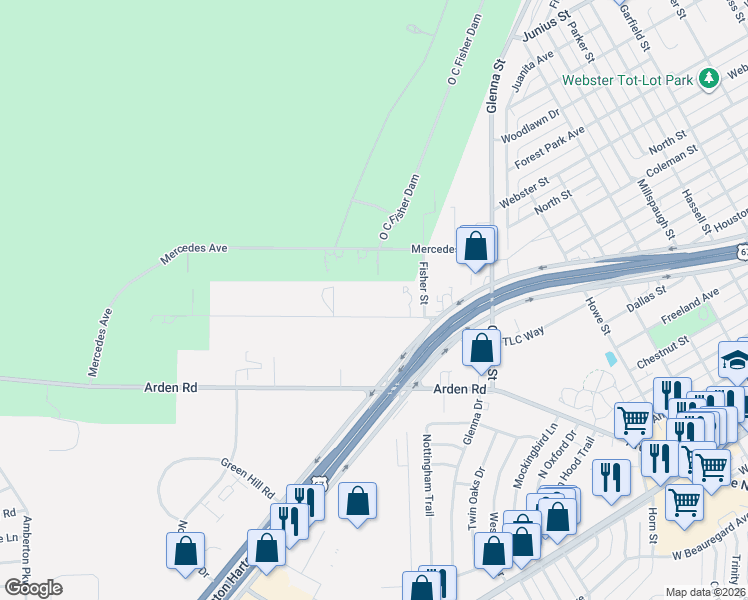map of restaurants, bars, coffee shops, grocery stores, and more near 3970 Townview Lane in San Angelo