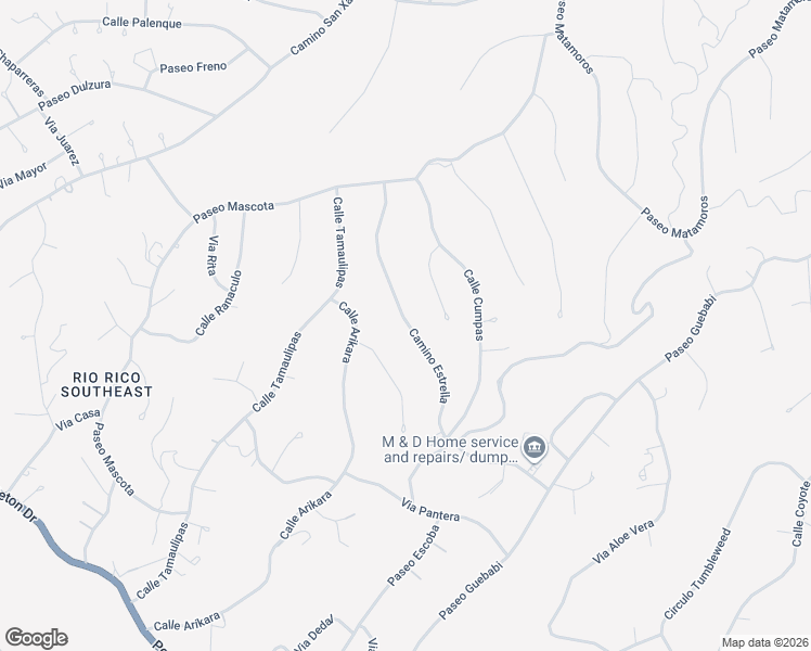 map of restaurants, bars, coffee shops, grocery stores, and more near 1016 Camino Estrella in Rio Rico