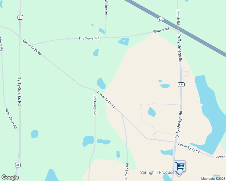 map of restaurants, bars, coffee shops, grocery stores, and more near in Ty Ty