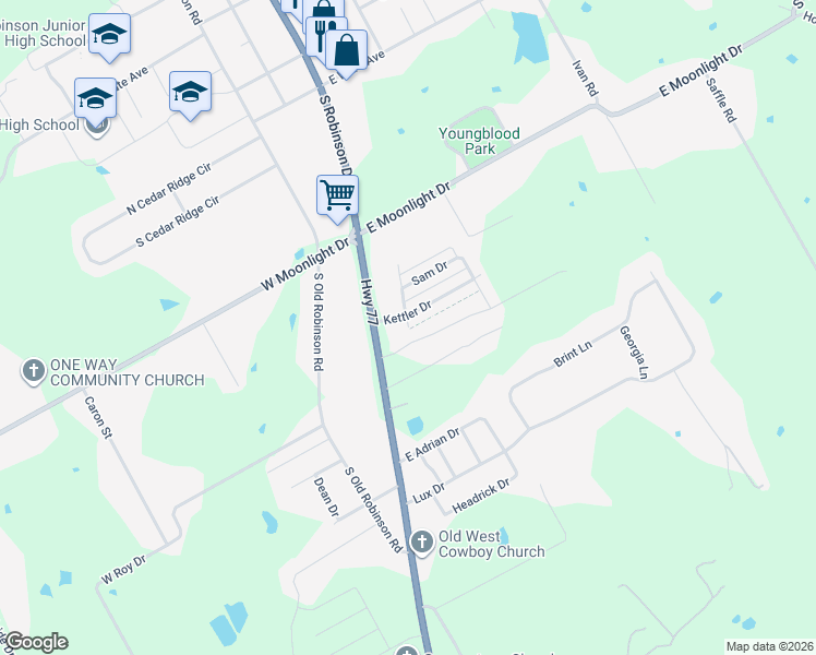 map of restaurants, bars, coffee shops, grocery stores, and more near 215 Cathy Drive in Robinson
