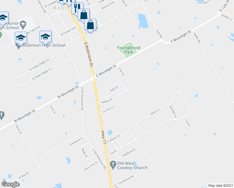 map of restaurants, bars, coffee shops, grocery stores, and more near 214 Kettler Drive in Robinson