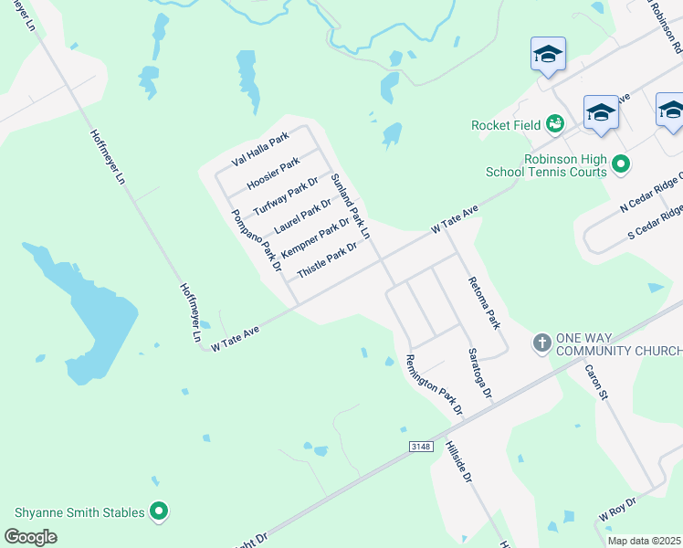 map of restaurants, bars, coffee shops, grocery stores, and more near 1693 West Tate Street in Robinson