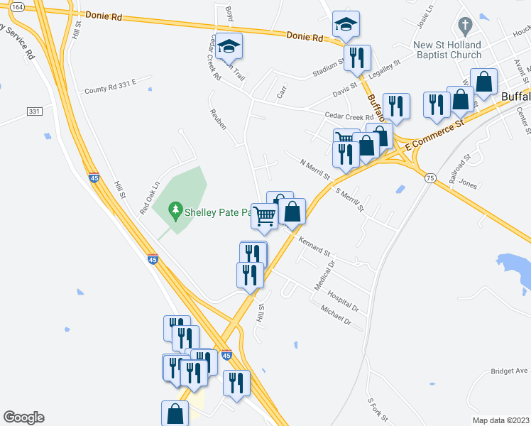 map of restaurants, bars, coffee shops, grocery stores, and more near 102 Bess Street in Buffalo