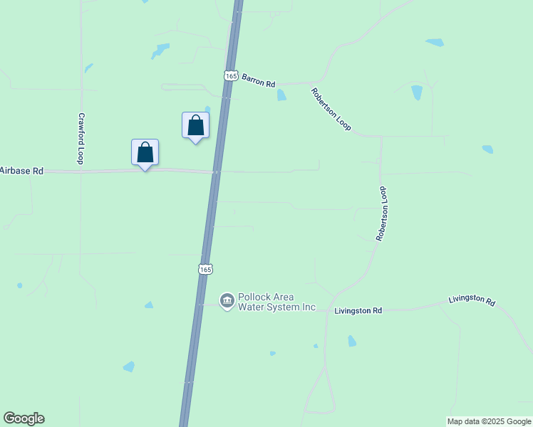 map of restaurants, bars, coffee shops, grocery stores, and more near 9693 U.S. 165 in Pollock