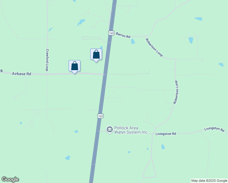 map of restaurants, bars, coffee shops, grocery stores, and more near 9693 U.S. 165 in Pollock