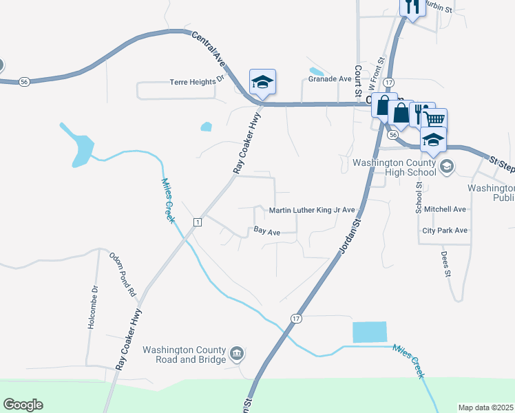 map of restaurants, bars, coffee shops, grocery stores, and more near 3032-3040 Martin Luther King Junior Avenue in Chatom