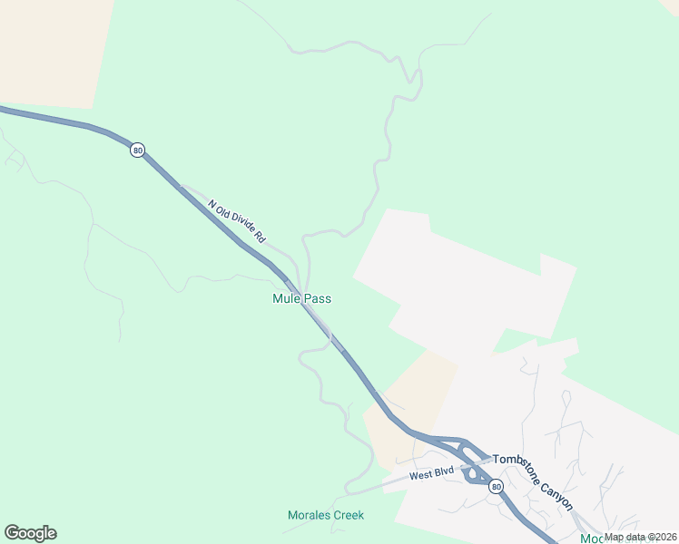 map of restaurants, bars, coffee shops, grocery stores, and more near 1226 North Old Divide Road in Bisbee