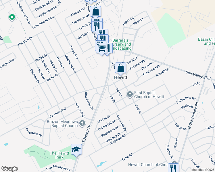 map of restaurants, bars, coffee shops, grocery stores, and more near 273 West Warren Street in Hewitt