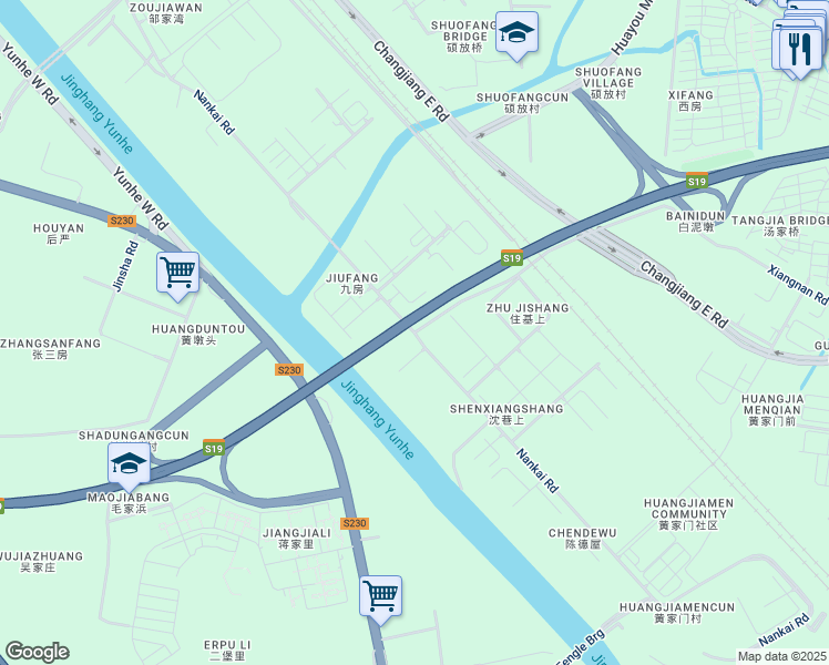 map of restaurants, bars, coffee shops, grocery stores, and more near Nan Kai Lu in Wu Xi Shi
