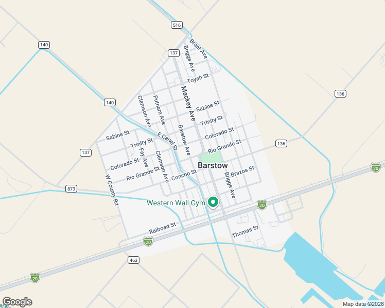 map of restaurants, bars, coffee shops, grocery stores, and more near 121-199 Mackey Avenue in Barstow