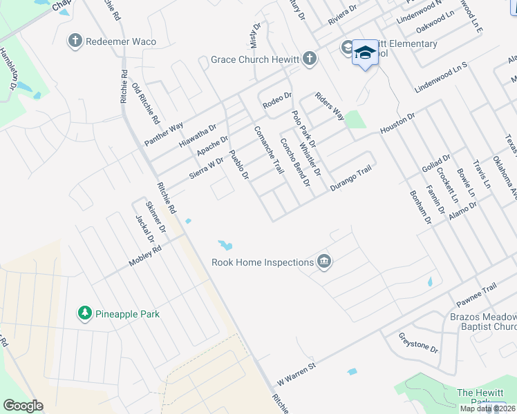 map of restaurants, bars, coffee shops, grocery stores, and more near 3005 Pueblo Drive in Woodway