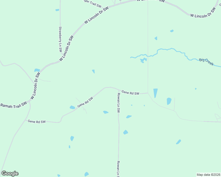 map of restaurants, bars, coffee shops, grocery stores, and more near 2098-2176 Gene Road Southwest in Brookhaven