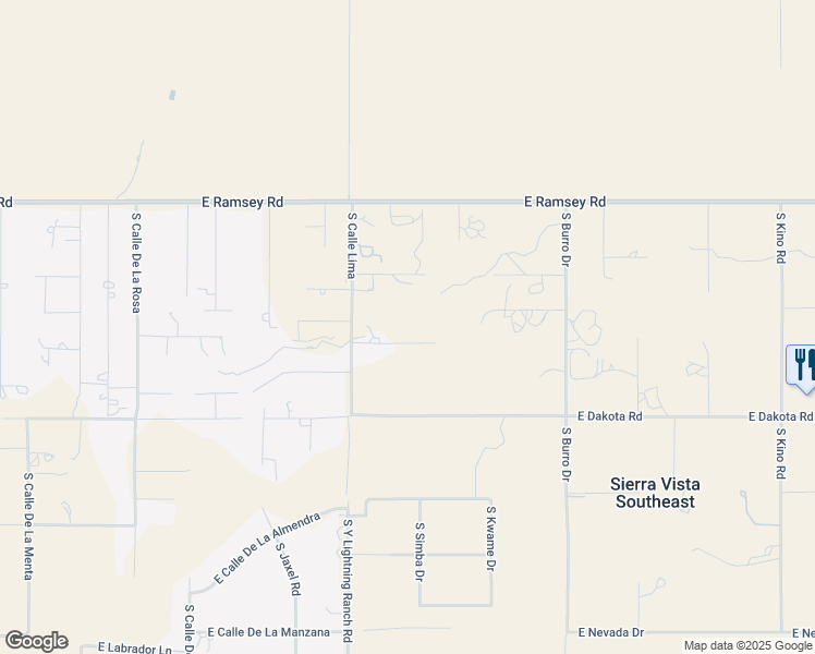 map of restaurants, bars, coffee shops, grocery stores, and more near 6139 East Calle Lobo in Hereford