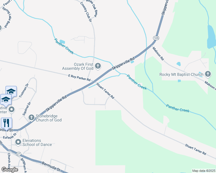 map of restaurants, bars, coffee shops, grocery stores, and more near 1201-1287 Stuart Tarter Road in Ozark