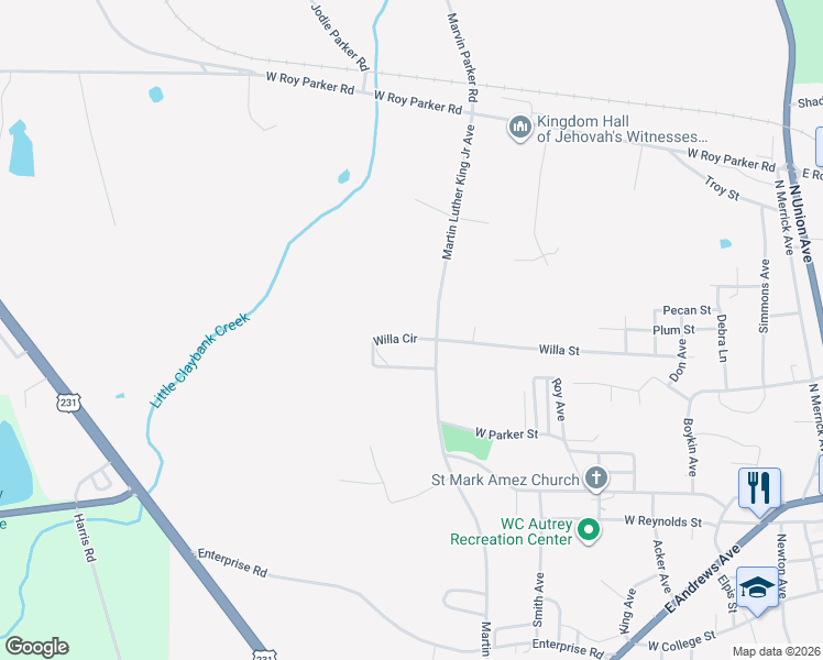 map of restaurants, bars, coffee shops, grocery stores, and more near 397 Willa Circle in Ozark